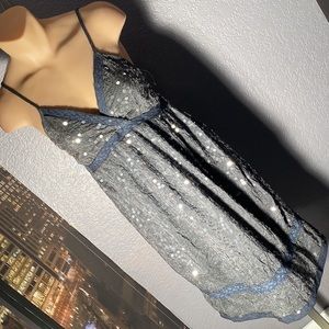 MIILLA - NWT - stretchy olive dress w sequins, adj. straps, lined - L